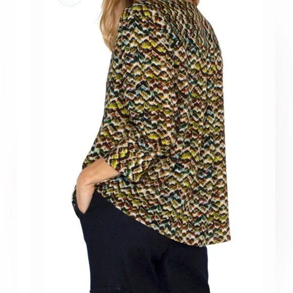 NWOT LIVERPOOL LA multi 3/4 sleeve pop over blouse M - Picture 7 of 9